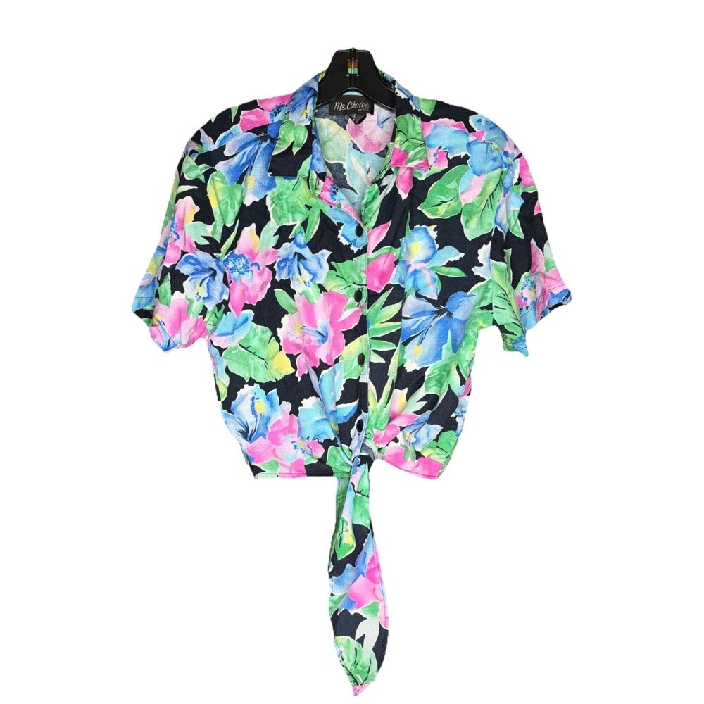 California Blouse Tie Hawaii Style Top Shirt Beach Vaca Womens LP Ms Choice